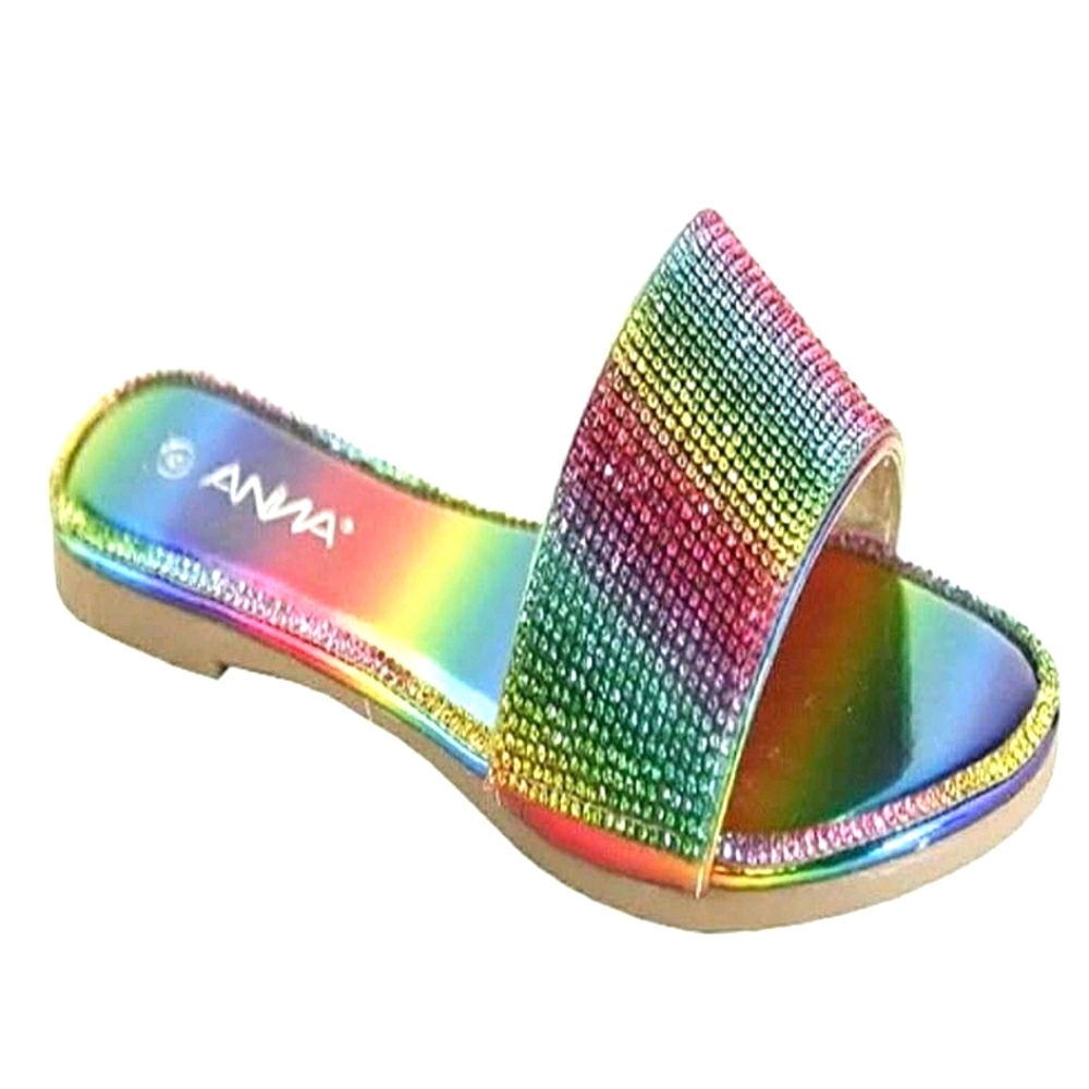 Multicolor Slip On Toe Band Rhinestone Detailed Sa